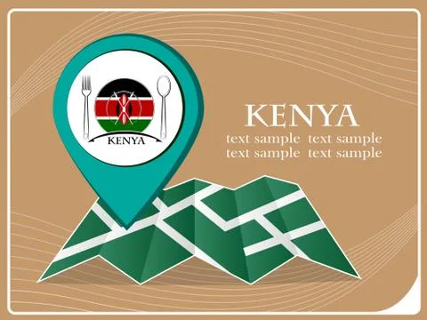 Map with pointer food Kenya, vector illustration. Stock Illustration