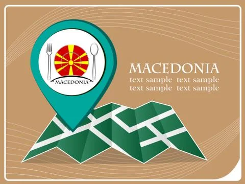 Map with pointer food Macedonia, vector illustration. Stock Illustration