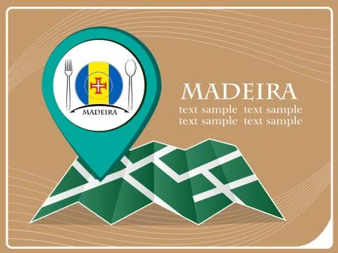 Map with pointer food Madeira, vector illustration. Stockillustratie
