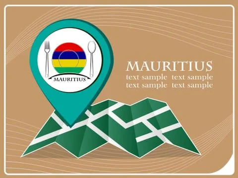 Map with pointer food Mauritius, vector illustration. Stock Illustration