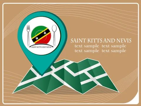 Map with pointer food Saint Kitts and Nevis, vector illustration. Stockillustratie