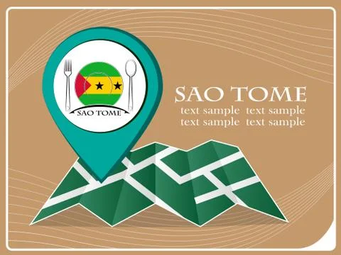 Map with pointer food Sao Tome, vector illustration. Stock Illustration