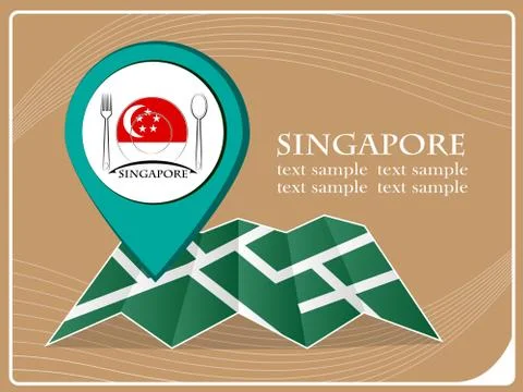 Map with pointer food Singapore, vector illustration. Stock Illustration