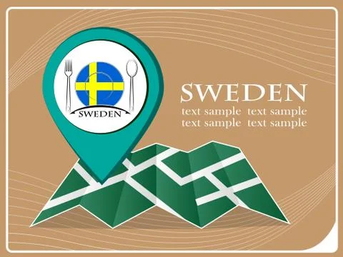 Map with pointer food Sweden, vector illustration. 스톡 일러스트