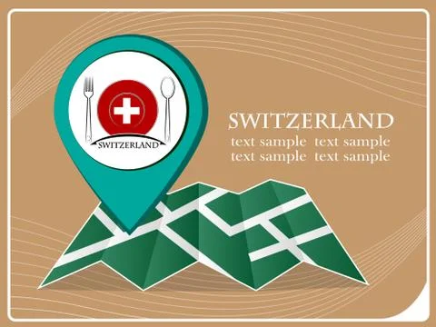 Map with pointer food Switzerland, vector illustration. Stock Illustration