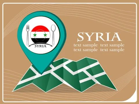 Map with pointer food Syria, vector illustration. 스톡 일러스트