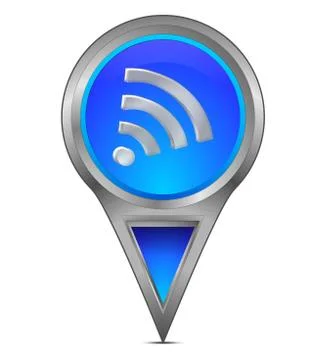 Map pointer with free WiFi Symbol - 3D illustration Illustrazione stock