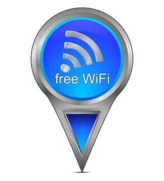 Map pointer with free WiFi symbol Stock Photos