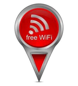 Map pointer with free WiFi symbol 写真素材
