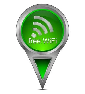 Map pointer with free WiFi symbol 写真素材