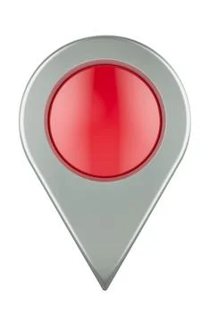 Map pointer, front view. 3D rendering Illustrazione stock