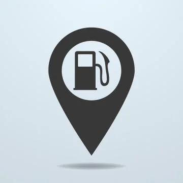Map pointer with a fuel symbol Illustrazione stock