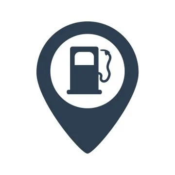 Map pointer with gas station icon. Stock Illustration