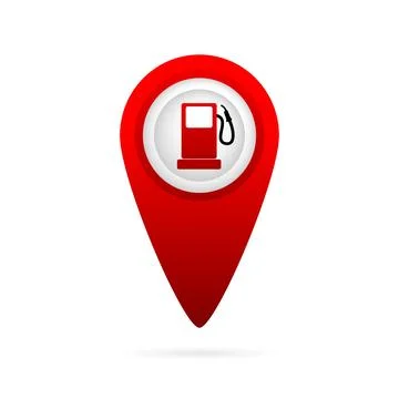 Map pointer with gas station icon. Map pin icon vector isolated on white Иллюстрация