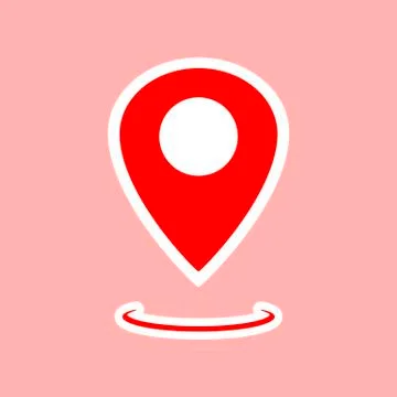Map pointer, geo pin, location icon or geolocation, gps, on isolated white ba Stock Illustration