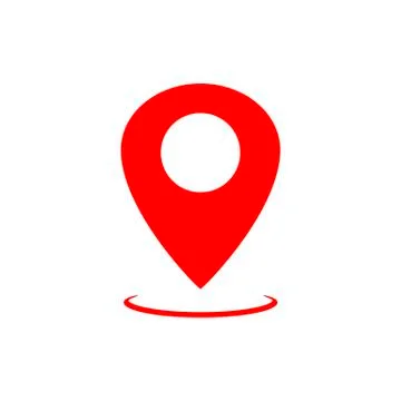 Map pointer, geo pin, location icon or geolocation, gps, on isolated white ba Stock Illustration