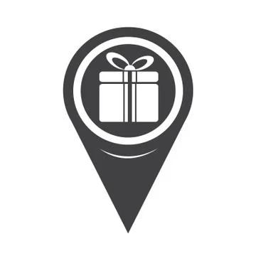 Map Pointer Gift Box Icon Stock Illustration