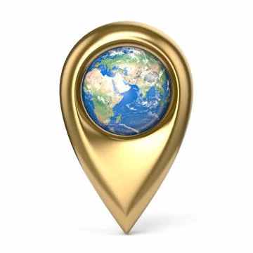 Map pointer with globe 3D Illustrazione stock