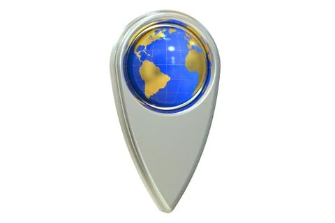 Map pointer with globe, 3D rendering 스톡 일러스트