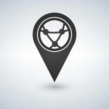 Map pointer with globe, internet connecton, flat icon, vector illustration. Flat Stock Illustration