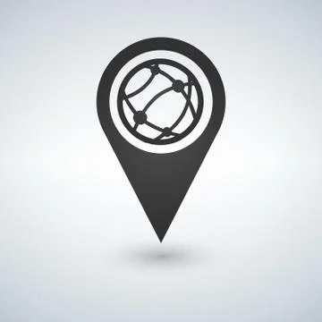 Map pointer globe internet flat icon, vector illustration. Flat design style 스톡 일러스트