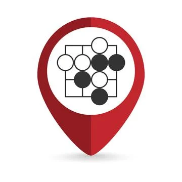 Map pointer with go game icon. Vector illustration. Stock Illustration