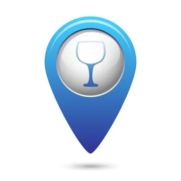 Map pointer with goblet icon Stock Illustration