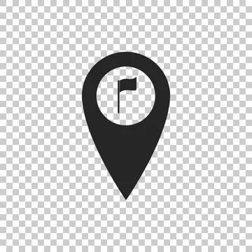 Map pointer with golf flag icon isolated on transparent background. Location 스톡 일러스트