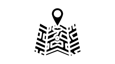 Map pointer gps glyph icon animation Video stock 326742083
