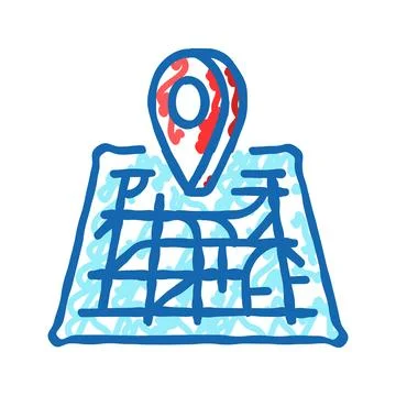 Map pointer gps icon doodle illustration Illustrazione stock