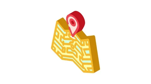 Map pointer gps isometric icon animation Video stock 327288489