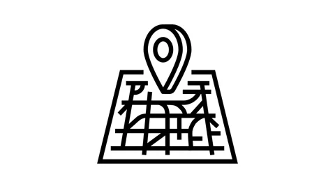 Map pointer gps line icon animation Video stock 326130968