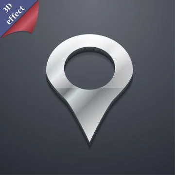 Map pointer, GPS location  icon symbol. 3D style. Trendy, modern design with  Stock Illustration
