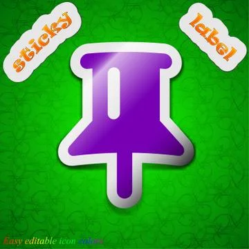 Map pointer, GPS location  icon sign. Symbol chic colored sticky label on gre Stock Illustration