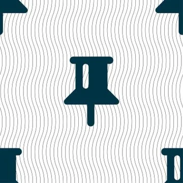 Map pointer, GPS location icon sign. Seamless pattern with geometric texture. Stock Illustration