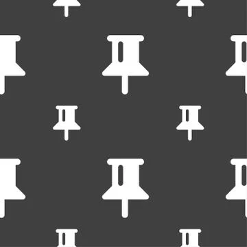 Map pointer, GPS location icon sign. Seamless pattern on a gray background. V イラスト素材
