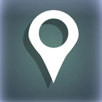 Map pointer, GPS location icon symbol on the blue-green abstract background with Stock Illustration