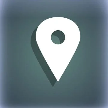 Map pointer, GPS location icon symbol on the blue-green abstract background with Stock Illustration