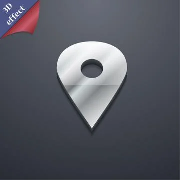 Map pointer, GPS location icon symbol. 3D style. Trendy, modern design with spac Stock Illustration