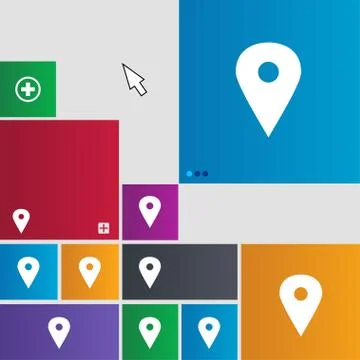 Map pointer, GPS location icon sign. Metro style buttons. Modern interface websi 스톡 일러스트