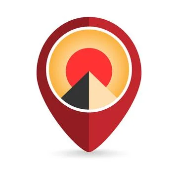 Map pointer with Great pyramid. Vector illustration. Stock Illustration