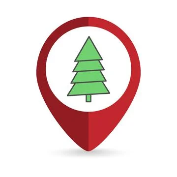 Map pointer with Green Fir icon. Vector illustration. Stock Illustration
