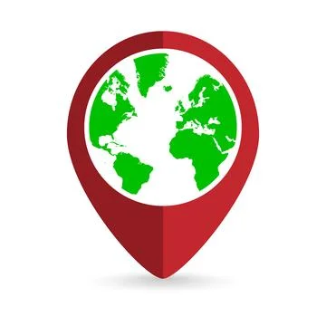 Map pointer with Green Globe. Vector illustration. 스톡 일러스트