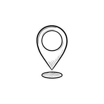 Map pointer hand drawn outline doodle icon. Stock Illustration