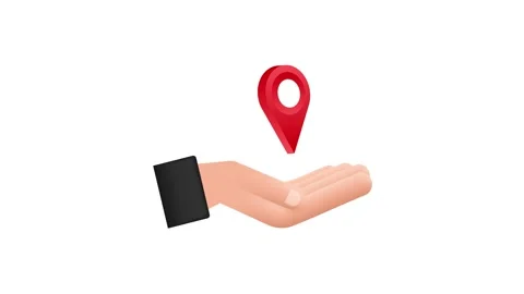 Map pointer in hand on white background. Vactor 4k Stock Footage 197026075