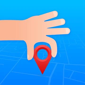Map pointer in hand on white background. Vactor stock illustration. Stock Illustration