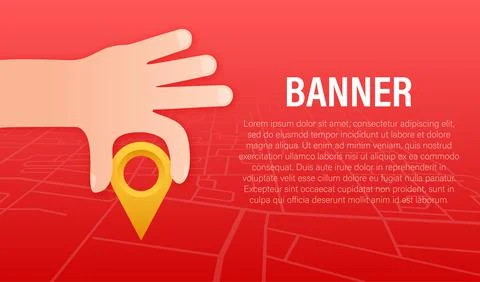 Map pointer in hand on white background. Vactor stock illustration. 스톡 일러스트