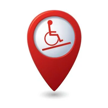 Map pointer with handicap icon Stock Illustration