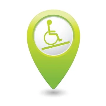Map pointer with handicap icon. Vector illustration Stock Illustration
