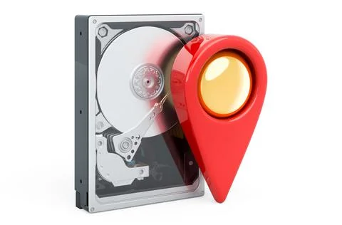 Map pointer with HDD. 3D rendering Stock Illustration